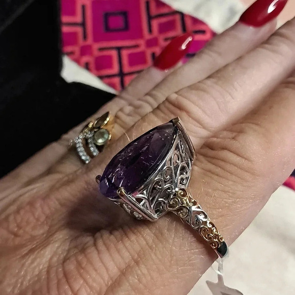 Natural Amethyst Solitaire Ring In 925 Sterling Silver. - Picture 5 of 5